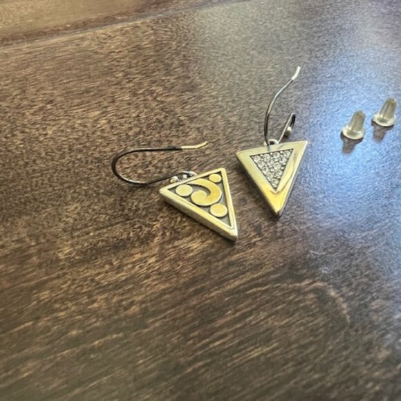 Brighton “Contempo Ice” Reversible Triangle Earrings – Silver + Crystal - Picture 5 of 11